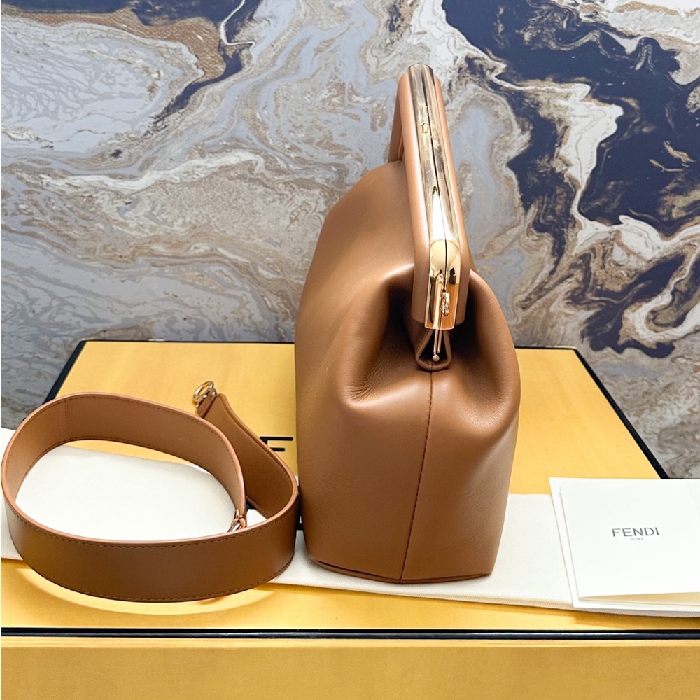 Fendi Shiny Nappa Medium Fendi First Caramello Clutch Bag - Picture 13 of 16